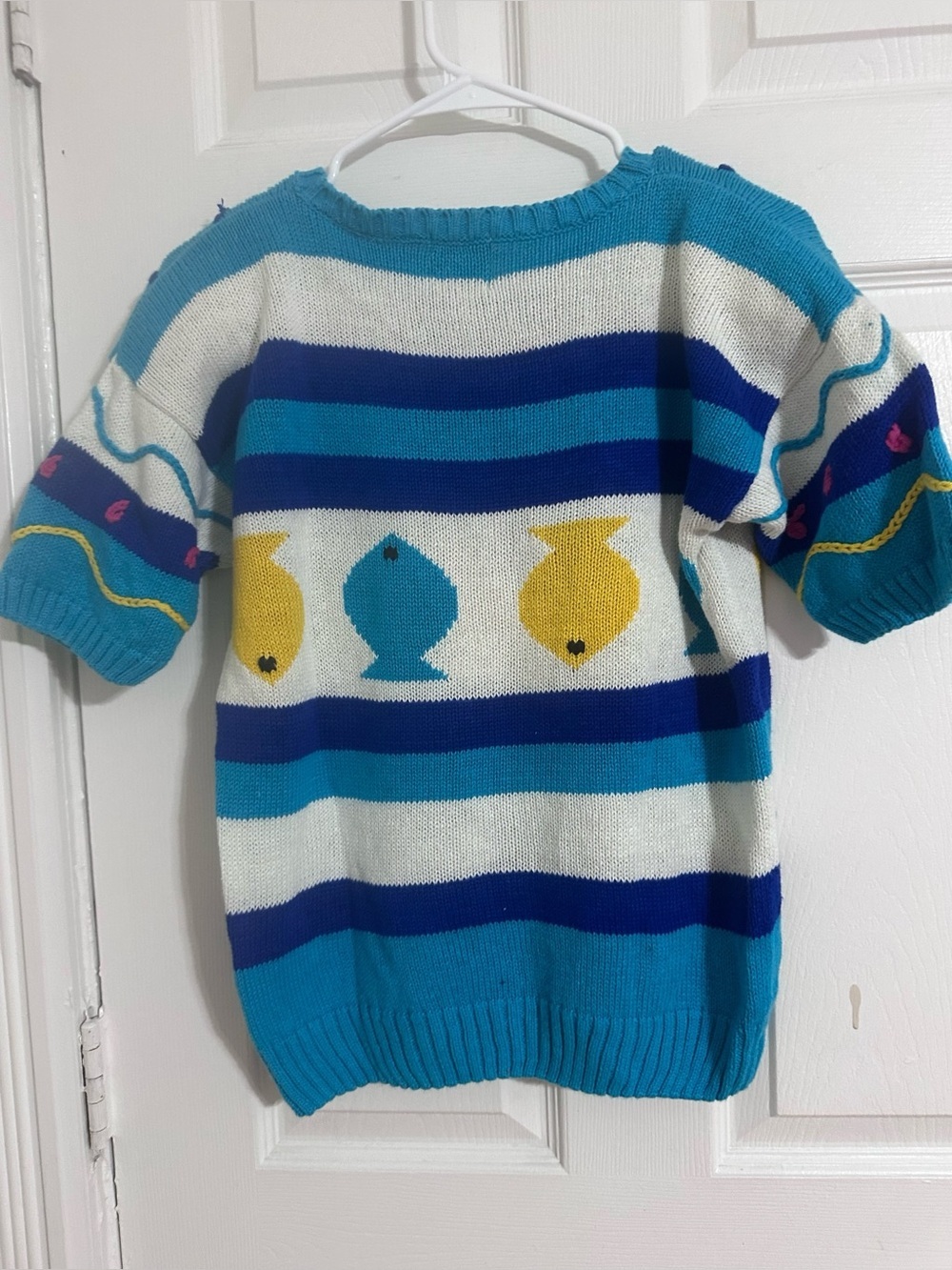 VTG PS Sport Fish Knit Sweater Top Women’s P Small Coastal Novelty - Picture 3 of 11